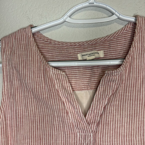 BeachLunchLounge Small red and white striped linen/cotton blend dress - Picture 2 of 4